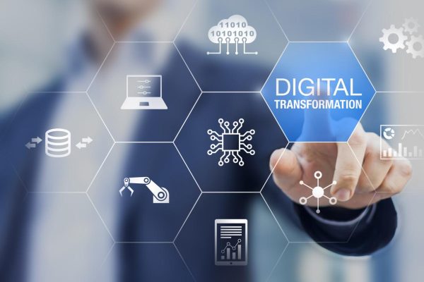 Digital transformation technology strategy, digitization and digitalization of business processes and data, optimize and automate operations, customer service management, internet and cloud computing