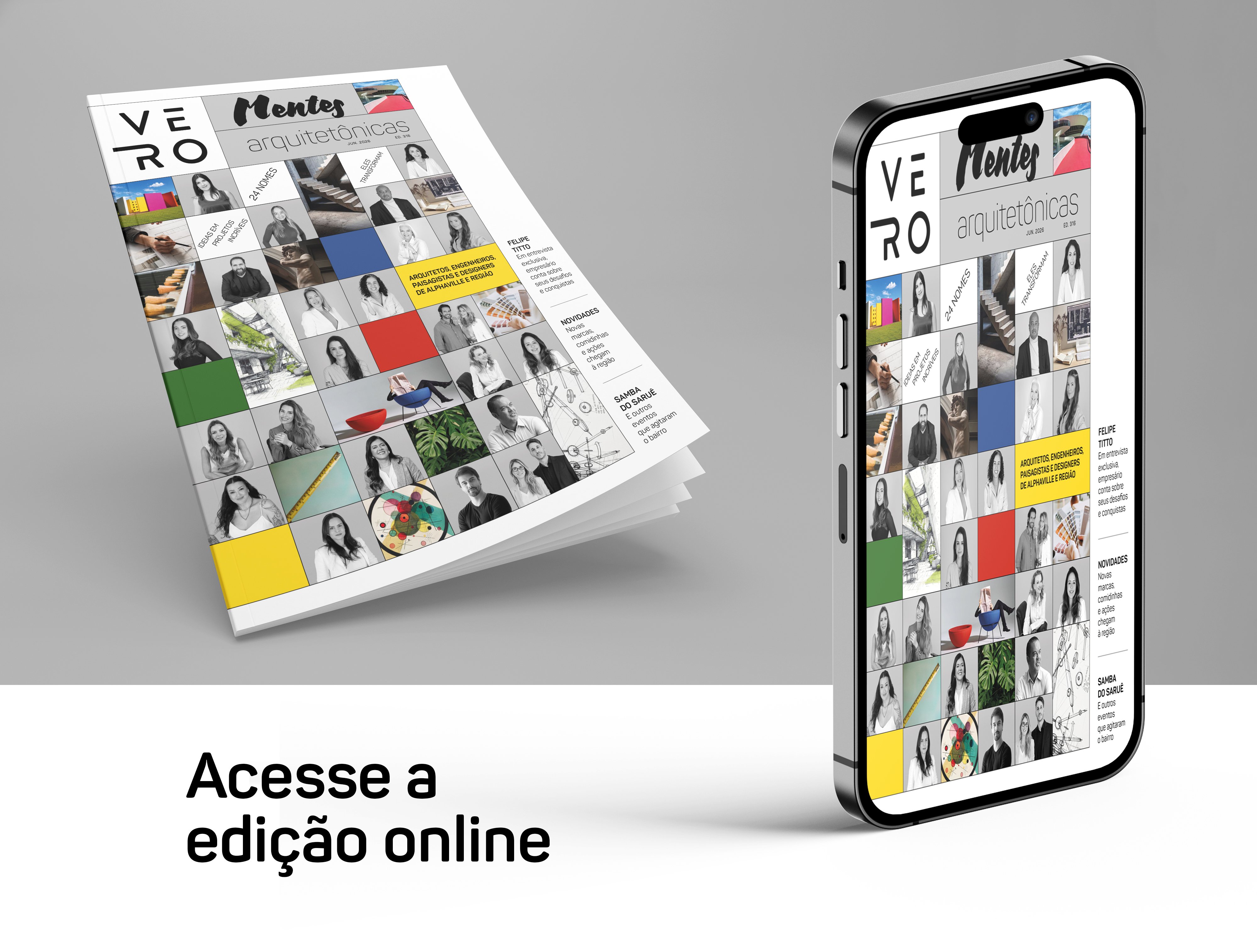 Blank brochure or magazine 3D illustration on grey for your design.
